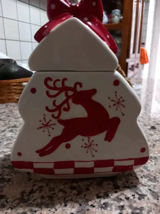 Portabiscotti natalizio in ceramica