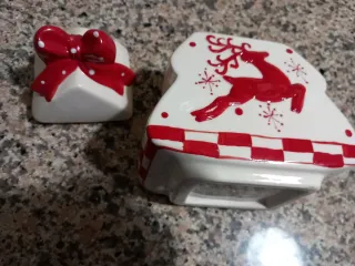 Portabiscotti natalizio in ceramica