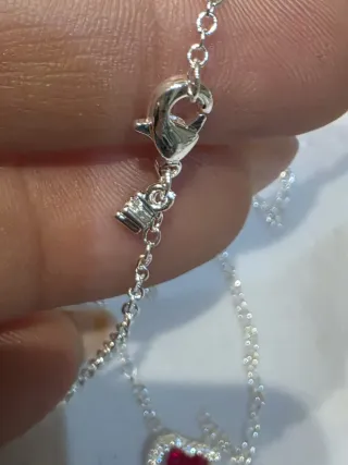 Collar Pandora Corazón Rojo y Plata