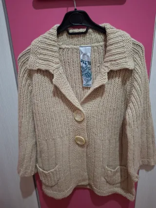 Chaqueta de punto mujer beige