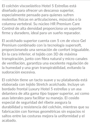 Colchón Viscoelástico TIENE 5 DÍAS DE USO