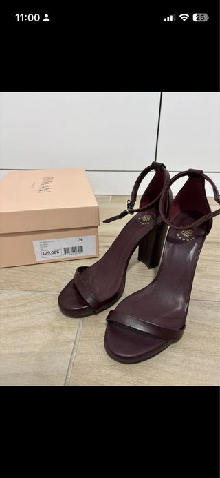 Sandalias BIMANI tacón tiras color burdeos 36