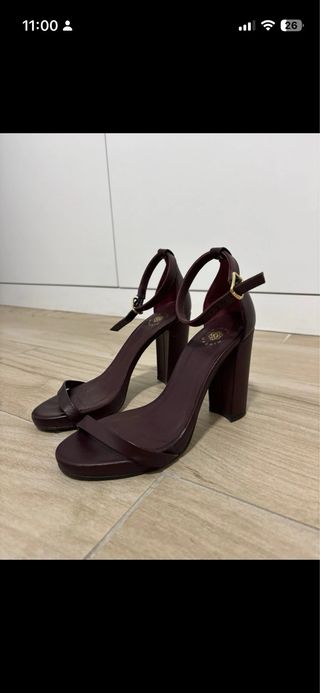 Sandalias BIMANI tacón tiras color burdeos 36