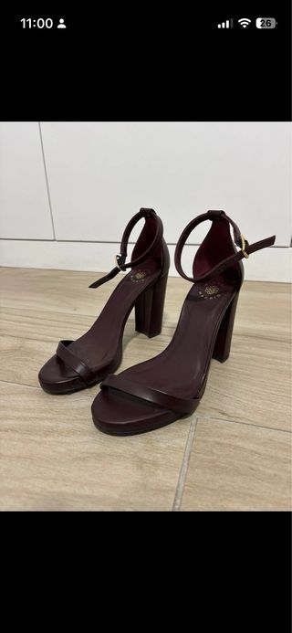 Sandalias BIMANI tacón tiras color burdeos 36