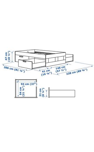 Cama Brimnes 140x200 con almacenaje