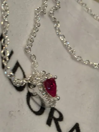 Collar Pandora Corazón Rojo y Plata