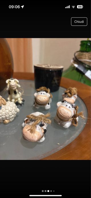 Set 5 Mucche Decorative Ceramica