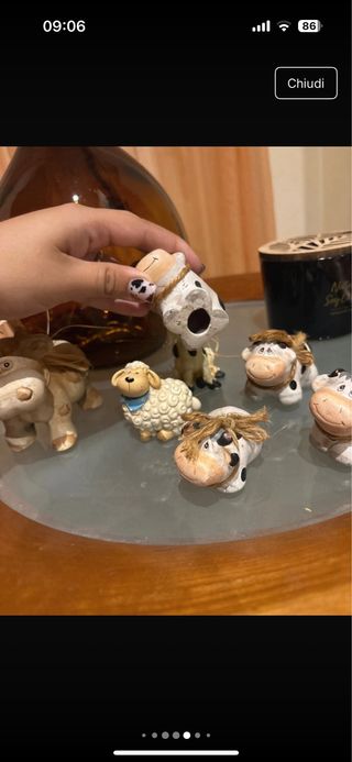 Set 5 Mucche Decorative Ceramica