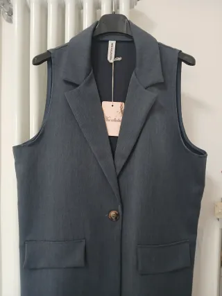 Gilet lungo donna grigio