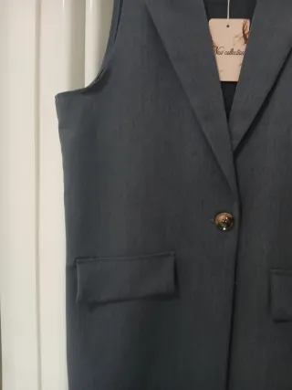 Gilet lungo donna grigio