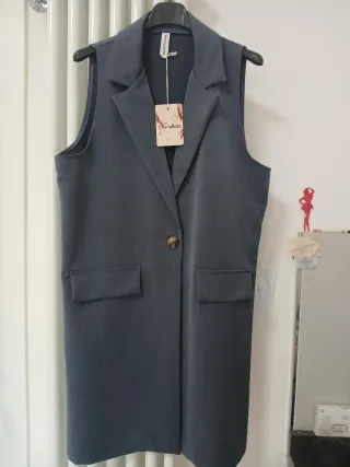 Gilet lungo donna grigio