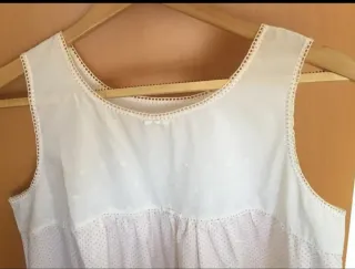 Camisón blanco mujer topos