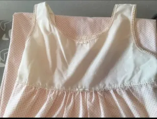Camisón blanco mujer topos