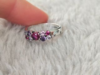 Anillo Plata 925 Circonitas Rosas y Moradas