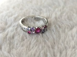 Anillo Plata 925 Circonitas Rosas y Moradas