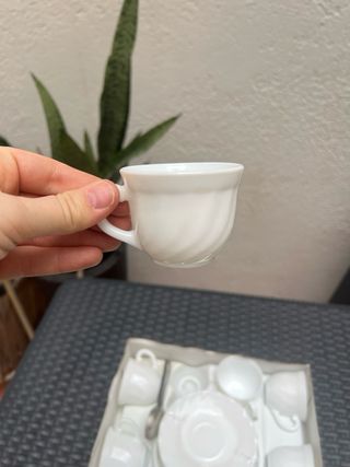 pack 6 Tazas y Platos Porcelana Blanca Arcopal