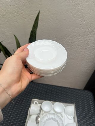 pack 6 Tazas y Platos Porcelana Blanca Arcopal