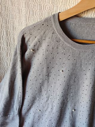 Jersey gris talla XL/XXL mujer oversize brillos