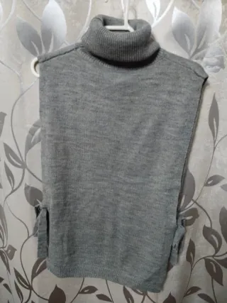 Chaleco Massimo Dutti Gris Cuello Alto