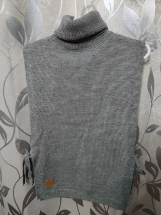 Chaleco Massimo Dutti Gris Cuello Alto