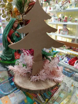 Centro de Navidad árbol madera y muñeco nieve