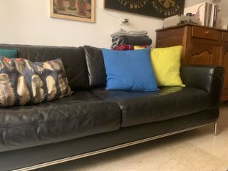 Divano 3 posti in pelle nero Ikea