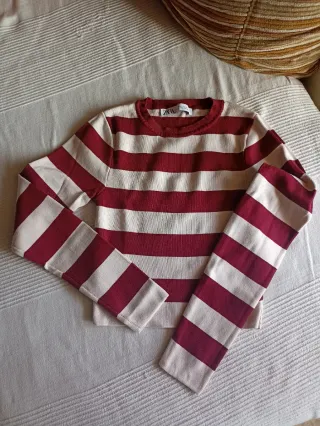 Jersey Zara rayas burdeos y crema.