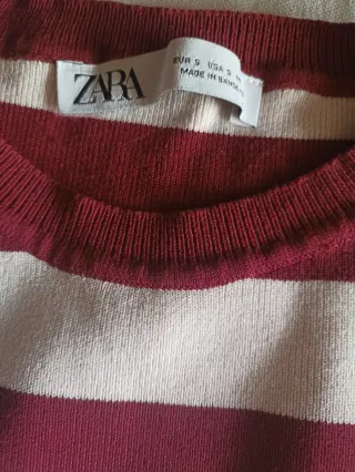 Jersey Zara rayas burdeos y crema.