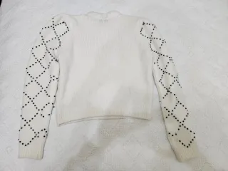 Jersey Zara punto blanco con pedrería