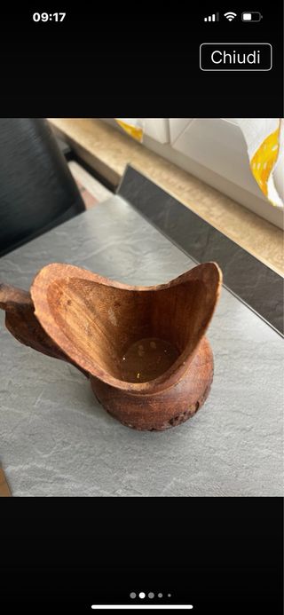 Vasetto portacandele in legno intagliato