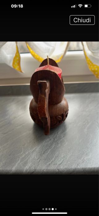 Vasetto portacandele in legno intagliato