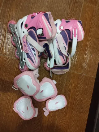 Patines infantiles rosas y morados