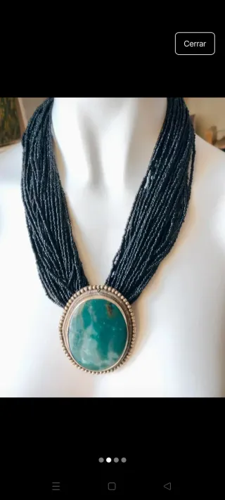 Collar boho chic con gran piedra ágata musgosa
