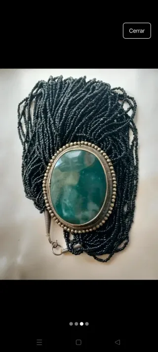 Collar boho chic con gran piedra ágata musgosa