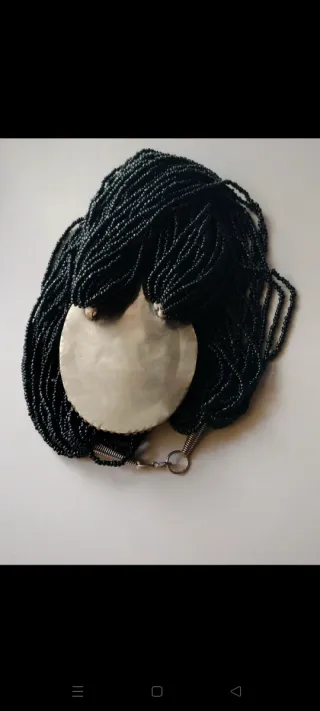 Collar boho chic con gran piedra ágata musgosa