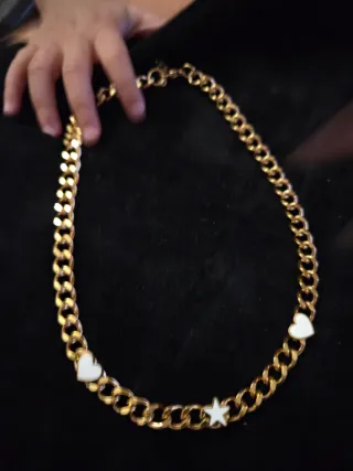 Gargantilla Acero Corazones y Estrellas Dorada