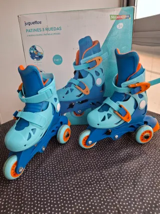 Patines 3 Ruedas Juguettos Azul Naranja para niños