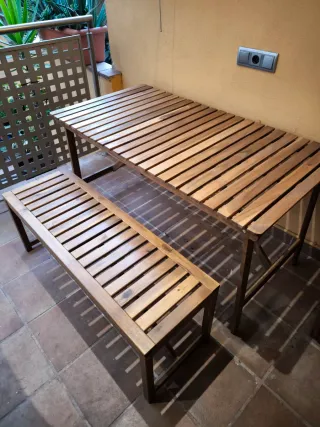 Mesa Askholmen y Banco Ikea Madera Exterior Nämmar