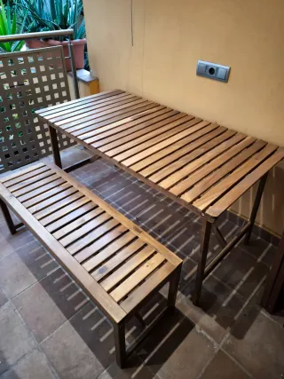 Mesa Askholmen y Banco Ikea Madera Exterior Nämmar