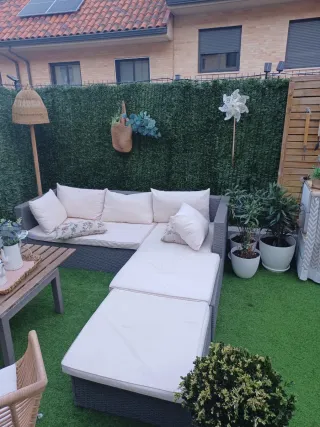 Conjunto Sofás Jardín Ratán y Tela