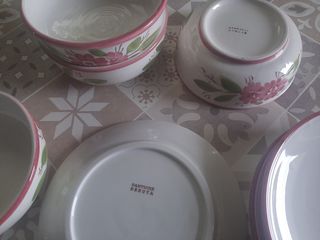 Set Piatti Ceramica Porcellana Fiori Rosa