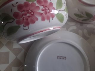 Set Piatti Ceramica Porcellana Fiori Rosa