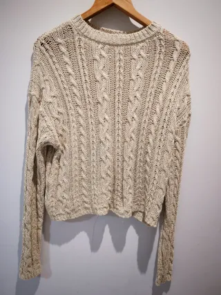 Jersey beige tejido trenzado