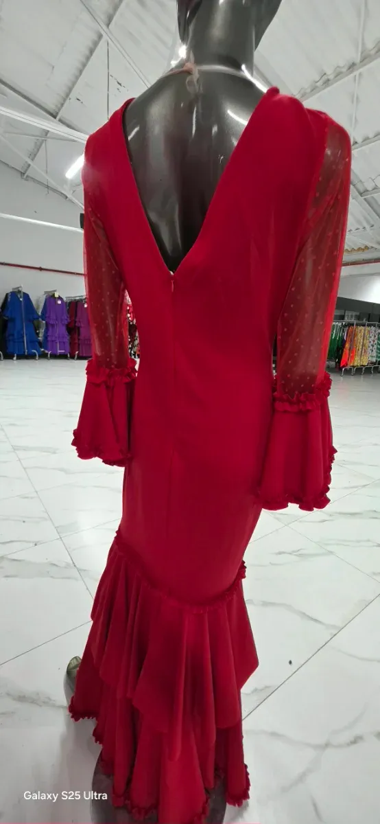 Vestido Flamenco Transparencias Manga Larga