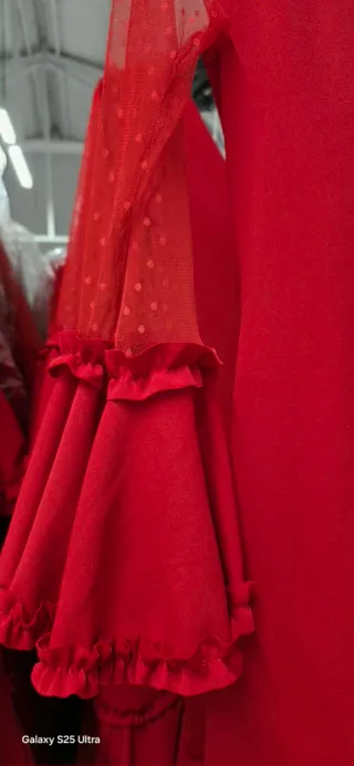 Vestido Flamenco Transparencias Manga Larga