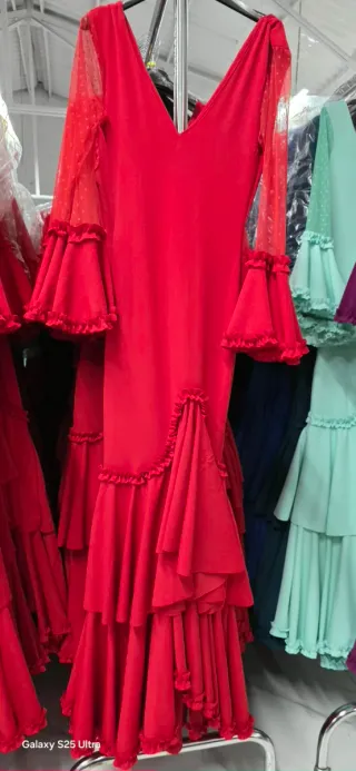 Vestido Flamenco Transparencias Manga Larga