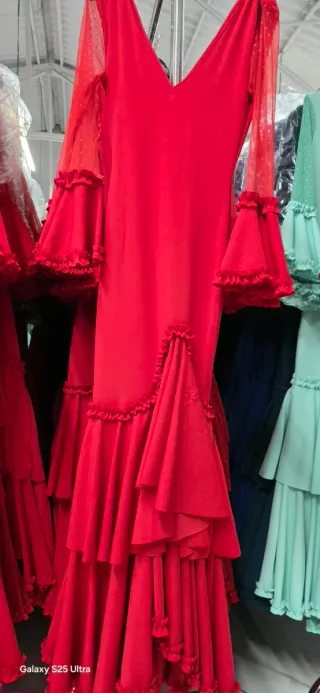 Vestido Flamenco Transparencias Manga Larga