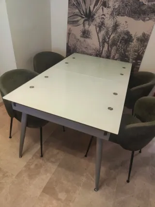 Mesa comedor extensible cristal templado
