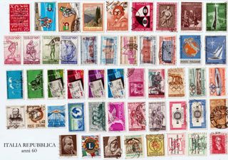 50 Francobolli Commemorativi Italia anni 60