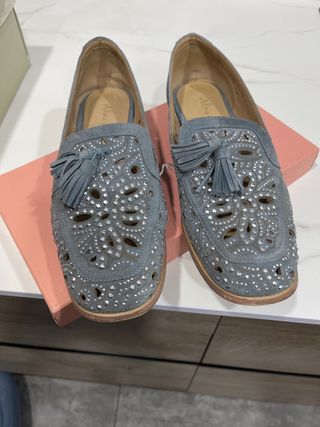 Zapatos planos grises mujer